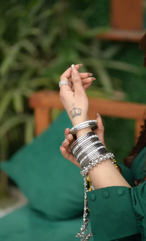 Royal Pearl Bangle Set with Jhumka Hangings