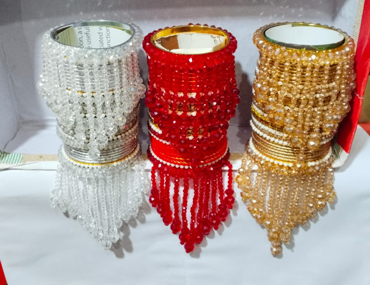 Bridal Beaded Bangles – Crystal & Pearl Hanging Kangan Chura for Weddings & Festive Wear